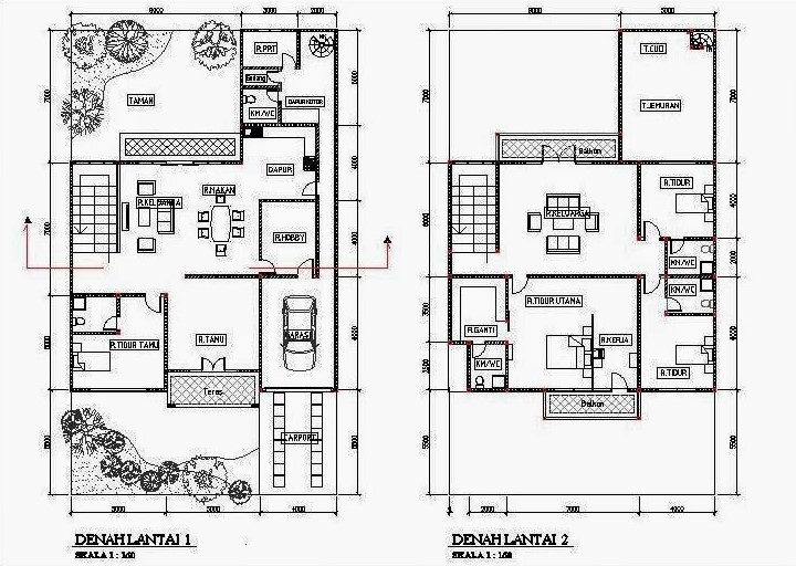Denah Desain Rumah Minimalis Sederhana Modern Type 36 Jasa Arsitek